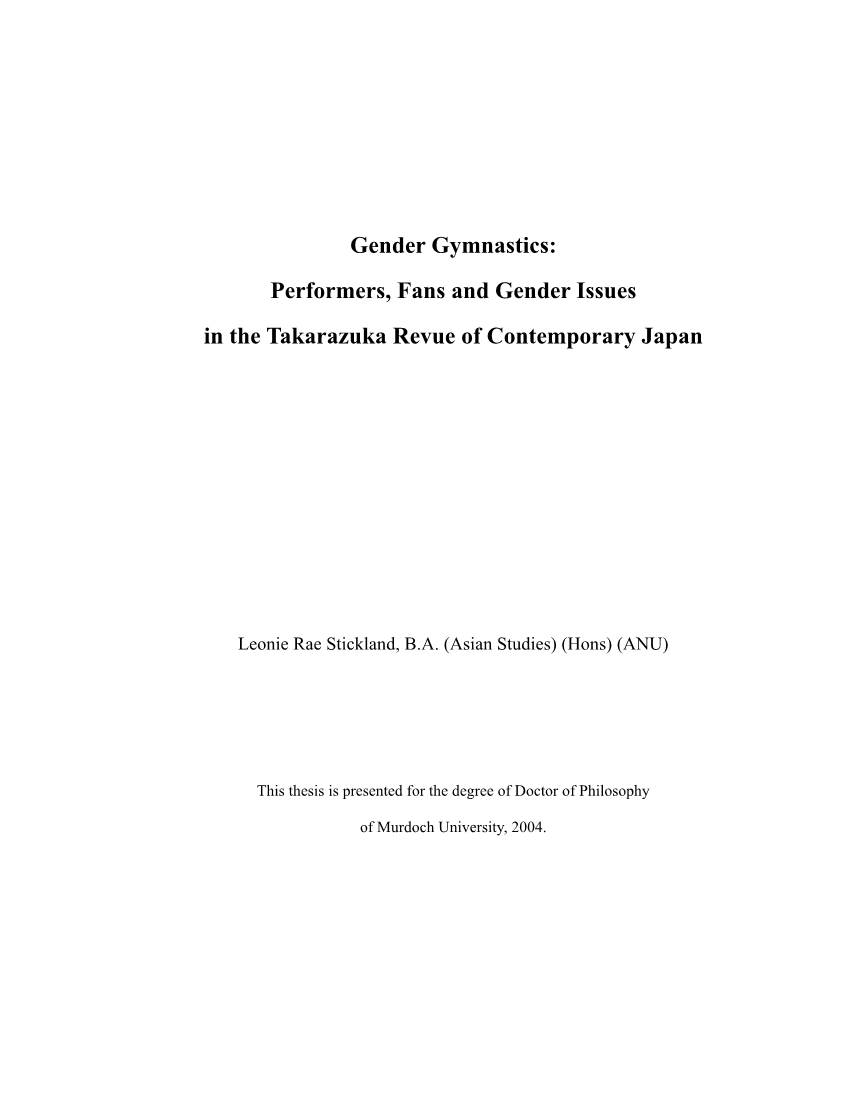 Performers, Fans and Gender Issues in the Takarazuka Revue of Contemporary Japan
