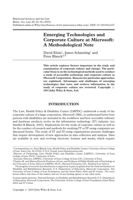 Emerging Technologies and Corporate Culture at Microsoft: a Methodological Note