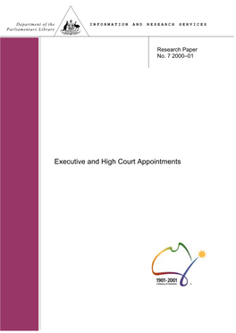 Executive and High Court Appointments ISSN 1328-7478