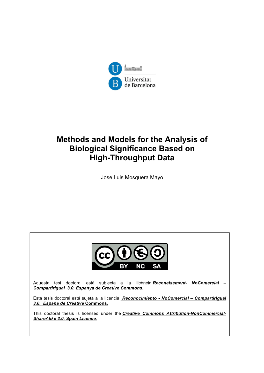 Methods and Models for the Analysis of Biological Signifïcance Based on High-Throughput Data