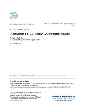 Paper Session II-B - U.S./ Russian EVA Interoperability Status