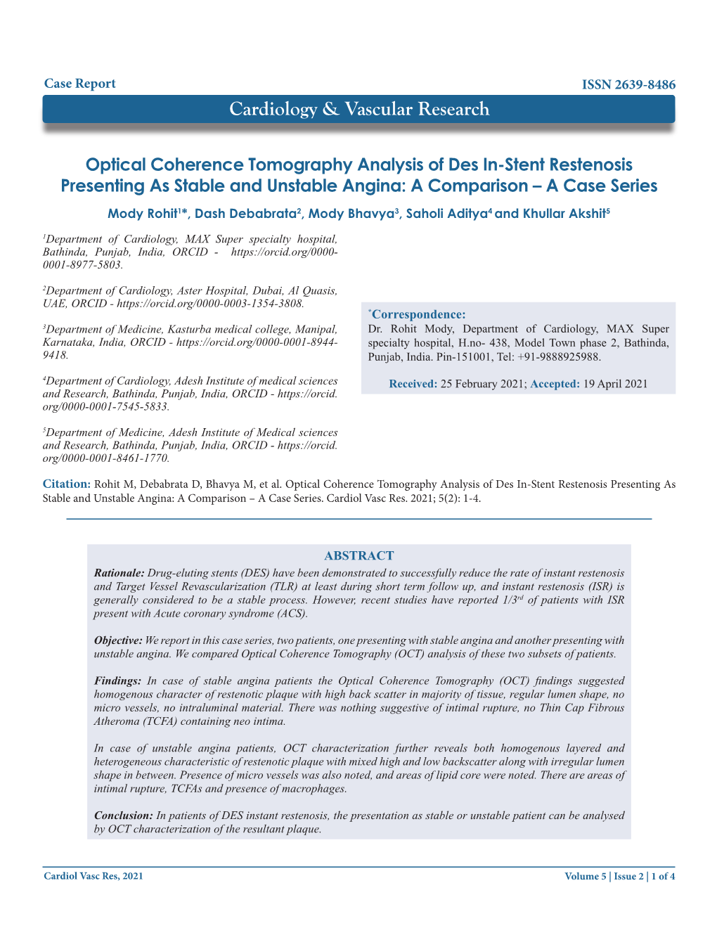 Optical Coherence Tomography Analysis of Des In-Stent Restenosis