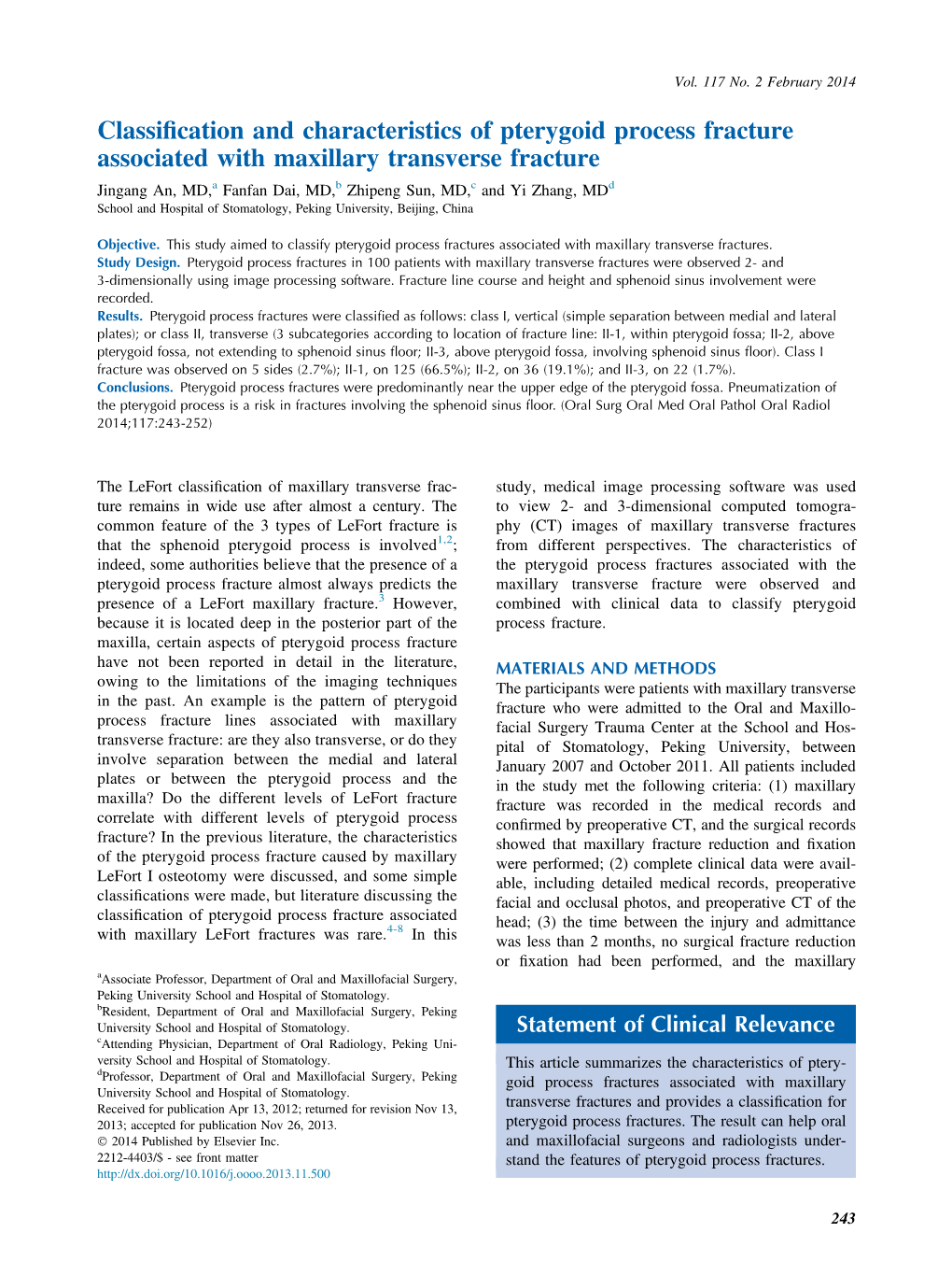 Classification and Characteristics of Pterygoid Process Fracture