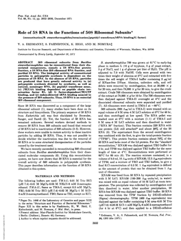 Role of 5S RNA in the Functions of 50S Ribosomal Subunits* (Reconstitution/B