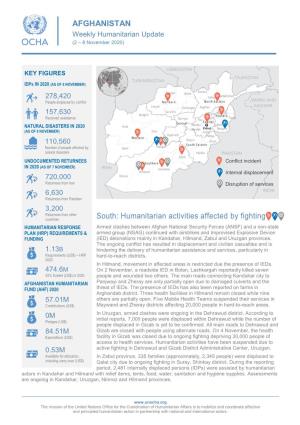 AFGHANISTAN Weekly Humanitarian Update (2 – 8 November 2020)