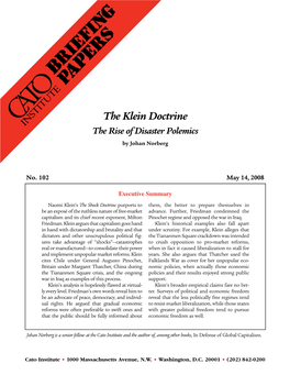 The Klein Doctrine: the Rise of Disaster Polemics