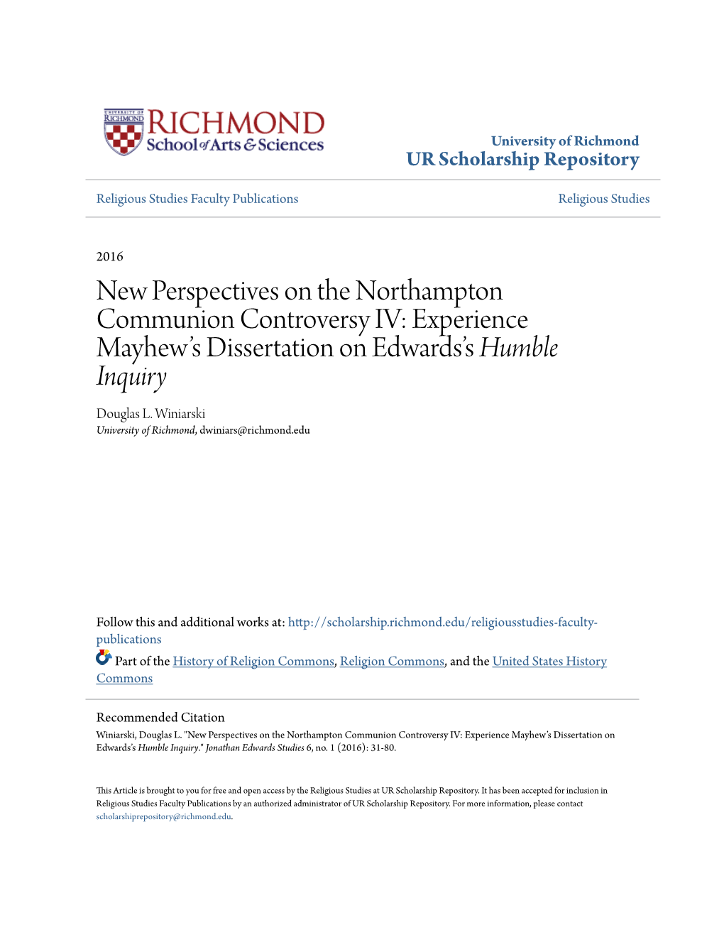 Experience Mayhew's Dissertation On