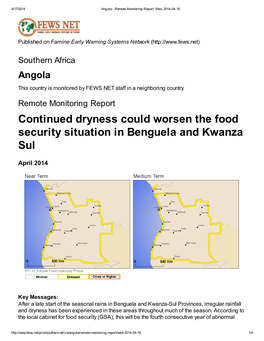 Angola - Remote Monitoring Report: Wed, 2014-04-16