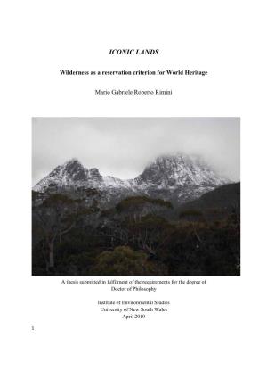 Iconic Lands: Wilderness As a Reservation Criterion for World Heritage