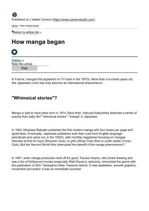 How Manga Began