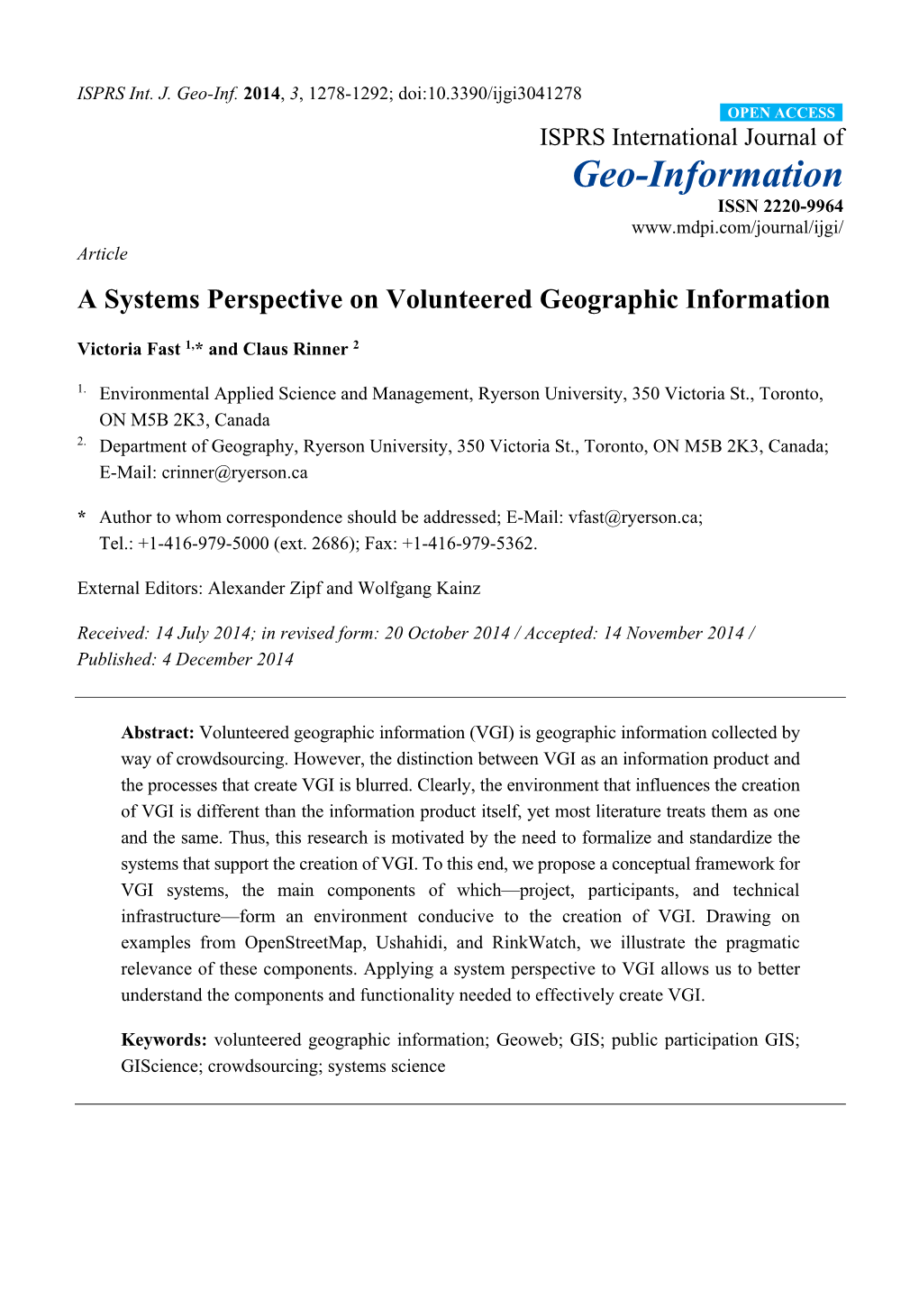 A Systems Perspective on Volunteered Geographic Information