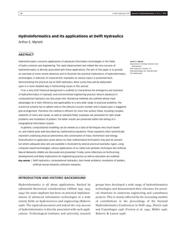 Hydroinformatics and Its Applications at Delft Hydraulics Arthur E
