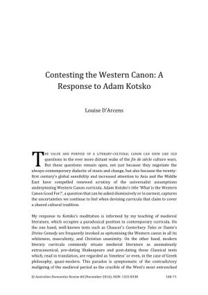 Contesting the Western Canon: a Response to Adam Kotsko
