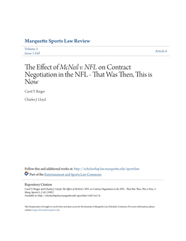 The Effect of Mcneil V. NFL on Contract Negotiation in the NFL - That Was Then, This Is Now, 3 Marq