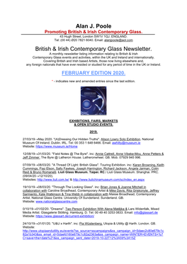 Alan J. Poole British & Irish Contemporary Glass Newsletter