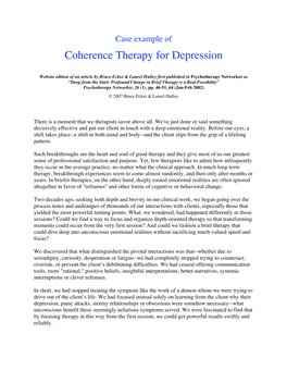 Coherence Therapy for Depression