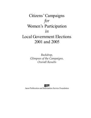 Citizens' Campaigns for Women's Participation in Local Government Elections 2001 and 2005