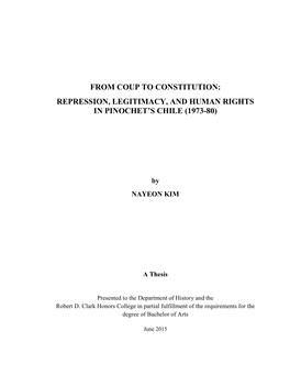 Repression, Legitimacy, and Human Rights in Pinochet’S Chile (1973-80)