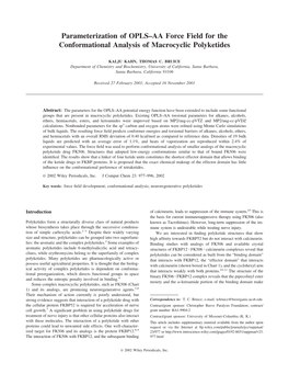 Parameterization of OPLS–AA Force Field for the Conformational