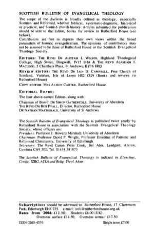 Scottish Bulletin of Evangelical Theology 22.2