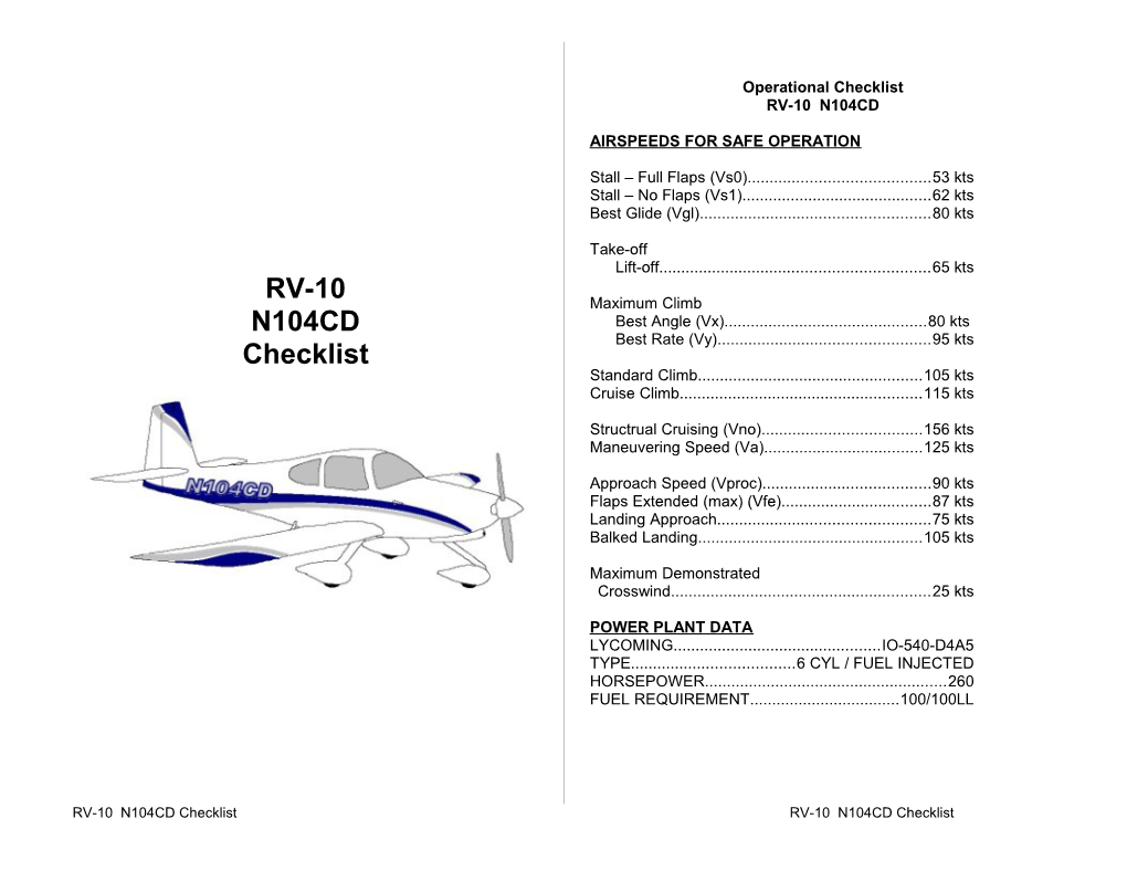 Operational Checklist