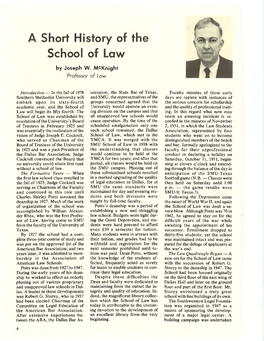 A Short History of the School of Law