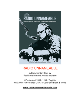 RADIOUNNAMEABLE-Production