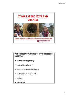 Stingless Bee Pests and Diseases