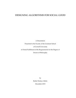 Designing Algorithms for Social Good