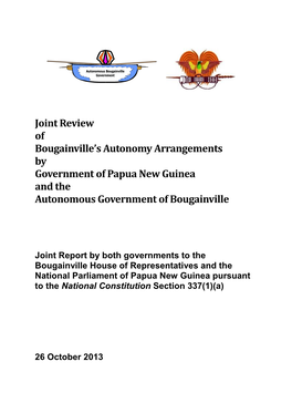 Joint Review of Bougainville's Autonomy Arrangements By