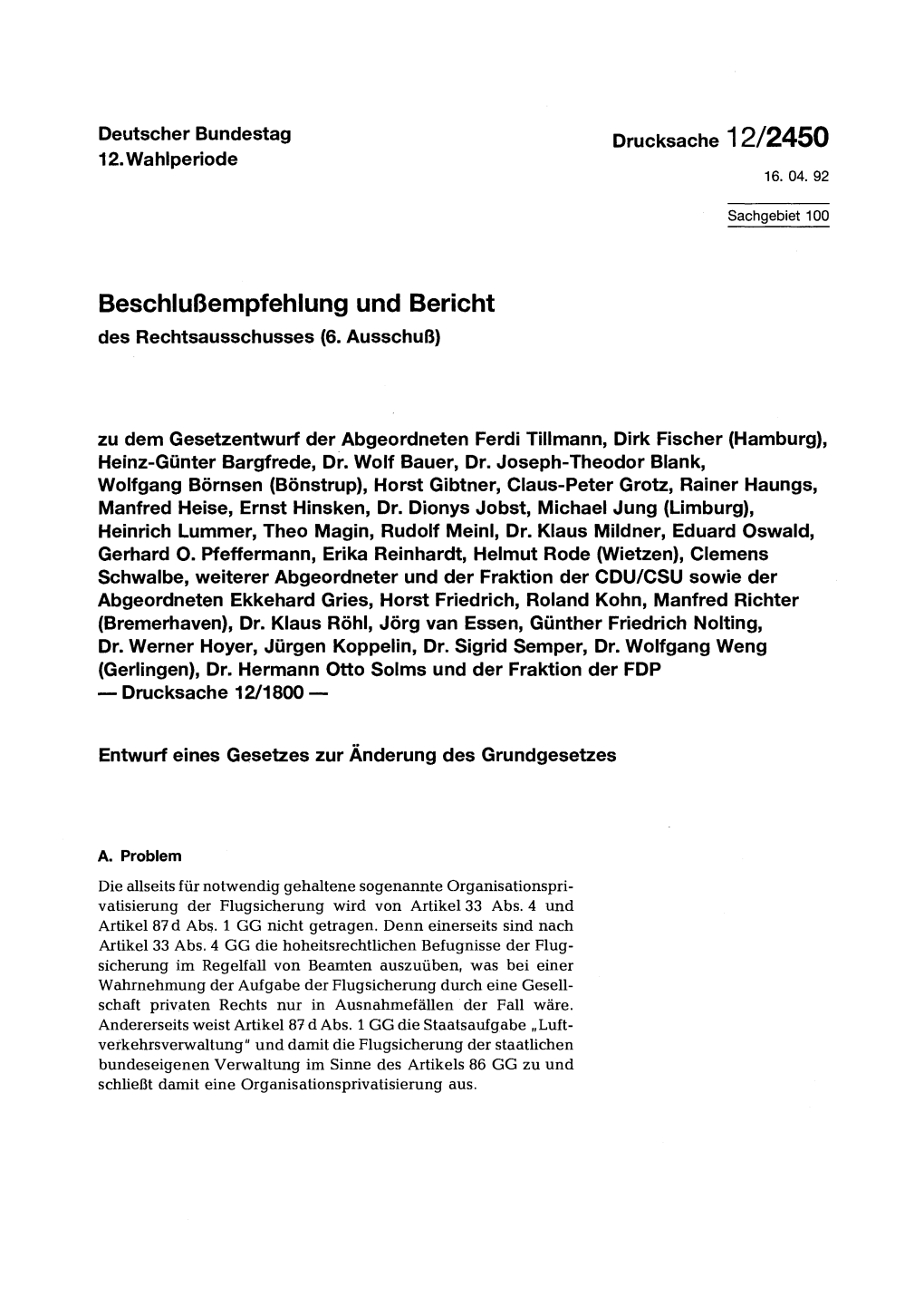 Beschlußempfehlung Und Bericht Des Rechtsausschusses (6