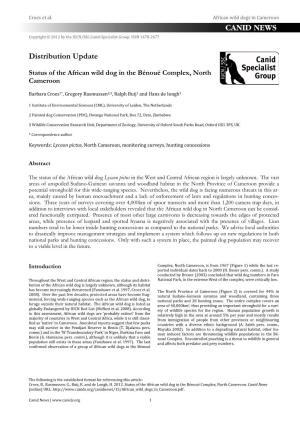 Status of the African Wild Dog in the Bénoué Complex, North Cameroon