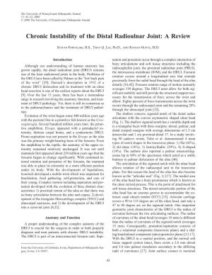 Chronic Instability of the Distal Radioulnar Joint: a Review