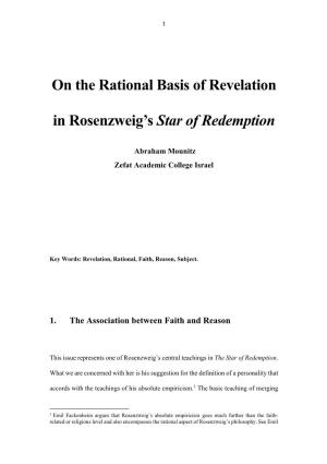 On the Rational Basis of Revelation in Rosenzweig's Star Of