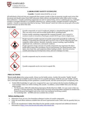 Lab Safety Guideline: Cyanide