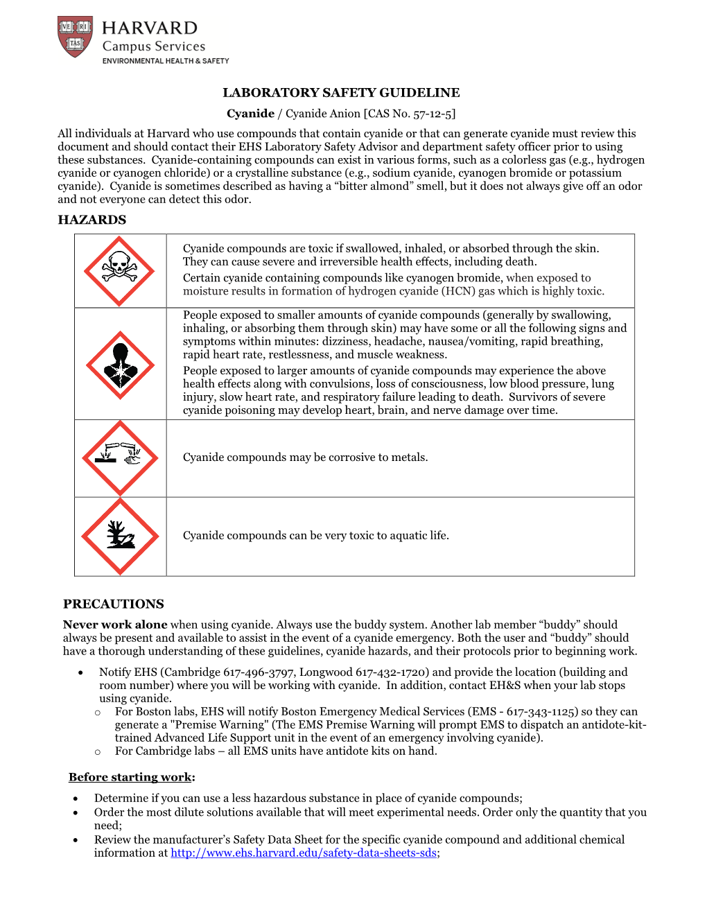 Lab Safety Guideline: Cyanide - DocsLib