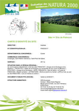 Site De Palmont CARTE D’IDENTITÉ DU SITE