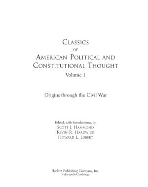 Classics American Political and Constitutional Thought