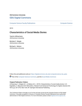 Characteristics of Social Media Stories