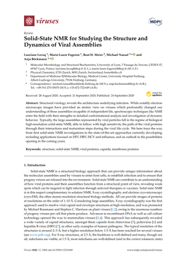 Solid-State NMR for Studying the Structure and Dynamics of Viral Assemblies