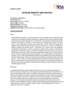 CATALAN IDENTITY and POLITICS IFSA Barcelona