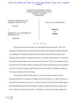 Case: 3:15-Cv-00076-GFVT-EBA Doc #: 164 Filed: 07/14/17 Page