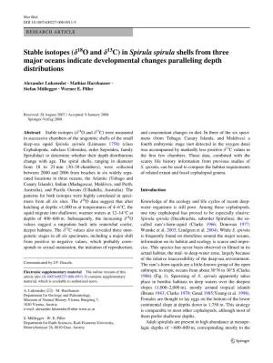 In Spirula Spirula Shells from Three Major Oceans Indicate Developmental Changes Paralleling Depth Distributions