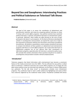 Interviewing Practices and Political Substance on Televised Talk Shows