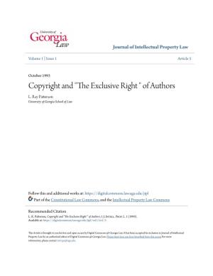 "The Exclusive Right " of Authors L