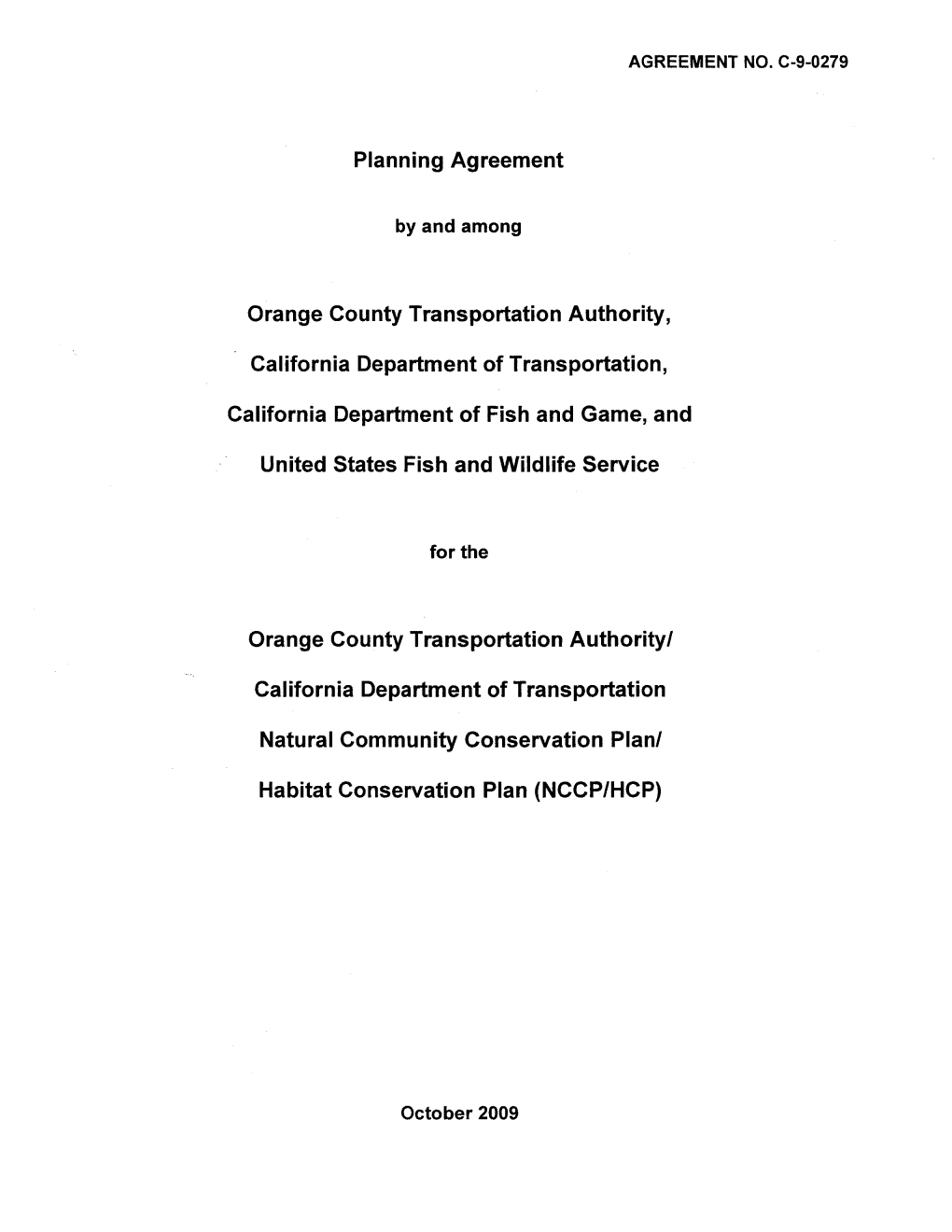 Planning Agreement Orange County Transportation Authority, California