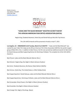 AAFCA – 2021 Winners Press Release