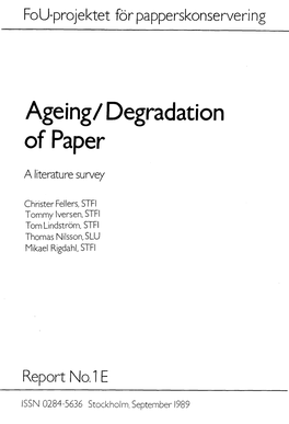 Ageing/ Degradation of Paper
