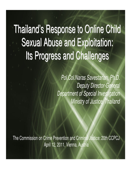 Thailand's Response to Online Child Sexual Abuse and Exploitation: Its