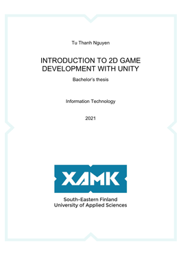 Introduction to 2D Game Development with Unity